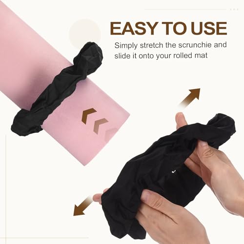 Yoga Mat Scrunchy, Durable & Elastic Fabric Yoga Mat Strap Band - color: Black