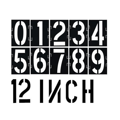 12 Inch Number Stencils Reusable Number Templates Interlocking Stencil Kit Plastic Large Size Number Stencils for Wood Wall Paper Fabric Glass Signage DIY Art Projects - style: 12 Inch Number