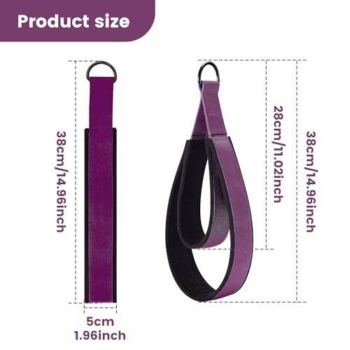 2PCS Comfortable Enhanced Thickness Pilates Double Loop Strap - D-Ring Strap for Home Gym & Yoga Workout Accessories - color: Purple