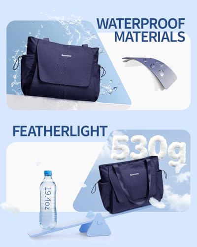 sportsnew Yoga Mat Bag Waterproof Tote Gym Bag Mat Carrier W/Wet Pocket | hook-and-loop mat holder 5s quick access, 40oz handled bottle pocket, wet bag, lightweight waterproof, drawstring pockets,19L - color: Navy Blue