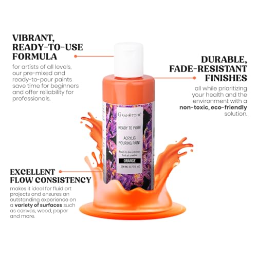 GRANOTONE Pouring Paint Orange 6.76 fl oz 200 ml - color: ORANGE