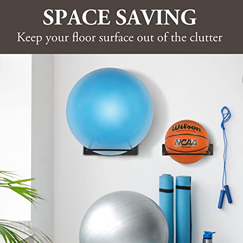 MyGift 4pc Yoga Ball Storage Rack, Black Metal Wall Mounted Gym Holder