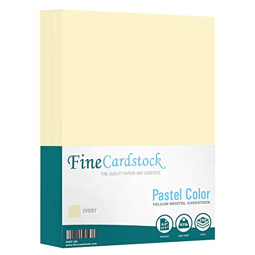 Ivory 67lb Vellum Bristol Cardstock, Lightweight Cover Card Stock Paper - Great for Arts and Crafts, Wedding Invitations, Documents and Brochures | 8.5 x 11 (Letter Size) | 250 Sheets per Pack - color: Ivory, size: 8.5 x 11