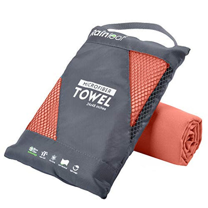 Rainleaf Microfiber Towel Quick Dry Camping & Travel & Gym Towel. Compact - color: Brick Red, size: 40.00" x 20.00"