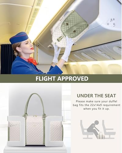 Women Weekender Travel Duffle Bag: Travel Duffel Overnight Bags with Shoe Compartment Large Carry on Tote with Toiletry Bag Weekend Traveling Yoga Gym Hospital Bag for Women with Wet Pocket - color: 13-Beige Green, size: Large