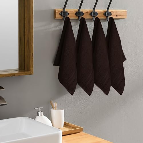 BOUTIQUO Ultra Soft Cotton Washcloths, Contains 12 Piece Face Cloths 12x12 inch, Ideal for Everyday use Face Towels, Compact & Lightweight Multi Purpose Washcloths - Chocolate Brown - color: Chocolate Brown, size: Washcloths - Set of 12