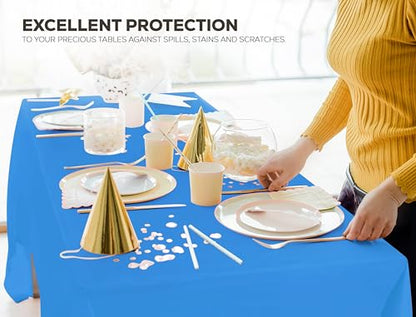 Utopia Kitchen Plastic Table Cloth Disposable [Blue, 12 Pack] | 54x108 Inch Rectangle Tablecloth Waterproof Stain Resistant Party Table Cover - color: Blue, size: 54X108 Inch - 12PC