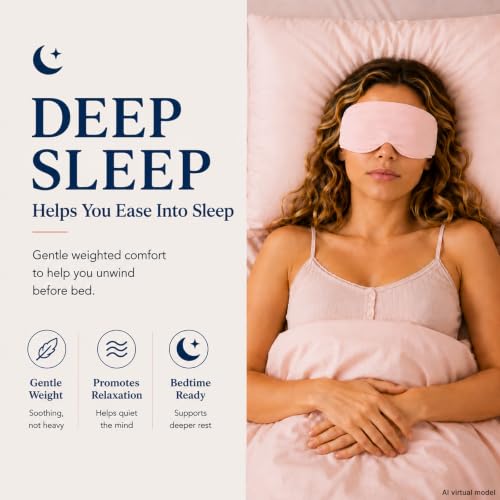Weighted Eye Mask for Sleeping, Cooling Blackout Satin Sleep Mask for Women | Adjustable & Washable Pink Eye Pressure Cover, Breathable Silky Soft Fabric, Reusable Eye Mask Self Care Gift for Adults