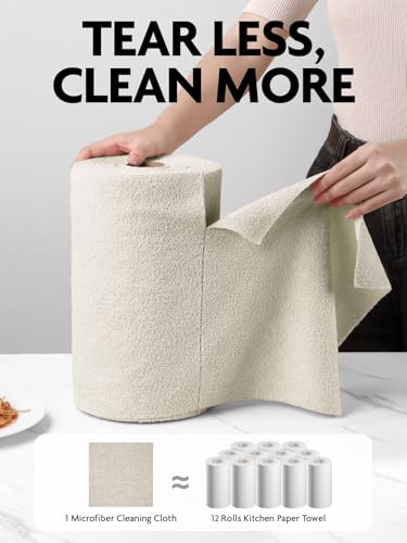 Fantasticlean Microfiber Cleaning Cloth Roll- 75 Sheets, 12"x12" (CoolGrey) - color: Cool Grey, size: 75 pack