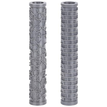 CRAFTYMELODY 2Pcs Landscape Pattern Clay Texture Roller 2 Styles Plastic Column Pottery Tools Rolling Pins Stamps Gray Texture Roller for Handmade Making Crafting DIY Micro-Scenery Home Accessories