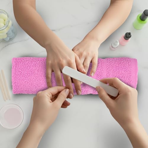 24 Pack Pink Hand Towels 100% Cotton Spa Towel – 16x27 inches Highly Absorbable Facial Towels Gym, Hair, Face, Bulk Small Towels (Not Bleach Proof) - color: Pink, size: HAND TOWEL PACK OF 24 16X27