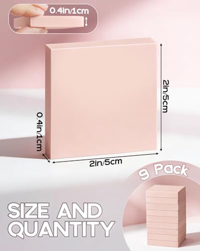 9 Pack Rubber Linoleum Blocks for Printmaking: 2"x2" Square Pink Rubber Stamp Carving Blocks - Soft Linoleum Material for DIY Craft Projects & Handmade Stamps