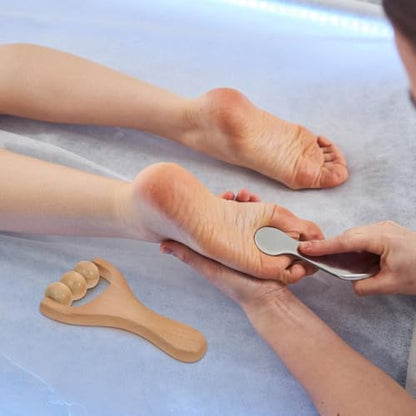 LALAFINA 4Pcs Wooden Massager Rollers Handheld Bead Rollers Lymphatic Acupressure Massage Tool for Men Women Foot, Legs, Arms, Light Brown
