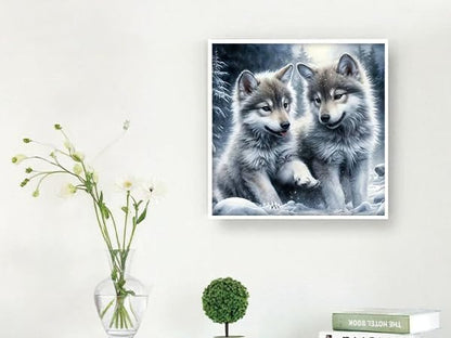 Shouruihua Diamond Painting Kits for Adults, Little Wolf Diamond Art Kit | Wolves, Gem Art, Diamond Dotz Kits, Cute Animal, Diamond Dots, Full Round Drill Diamond Painting Kits for Adults, 11.8x11.8in - color: Wolf