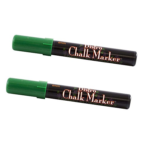 JAM PAPER Dustless Erasable Chalk Markers - Broad Point Liquid Chalk Marker - Green - 2/Pack - color: Green