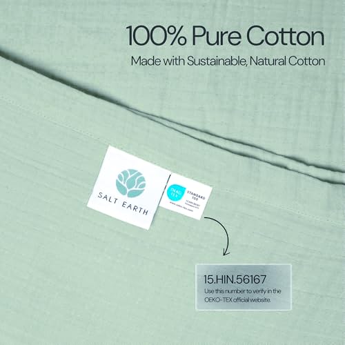 Salt Earth 100% Cotton Gauze 80"X90" Queen 4 Layered Blanket- Jadeite | Premium Muslin Blanket for Couch,Bed,Living,Summer Lightweight, All Seasons Blankets & Throws, Boho,Travel & Skin Friendly - color: Jadeite, size: 80"X90" Queen