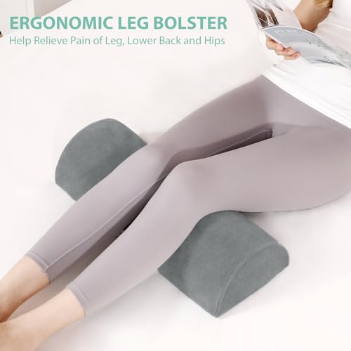 Half Moon Pillow, Memory Foam Leg Pillows for Sleeping Boster Pillow for Legs Knee Lumbar Support, Semi Roll Pillow for Ankle Rest and Foot Comfort, 2 Pack