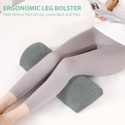 Half Moon Pillow, Memory Foam Leg Pillows for Sleeping Boster Pillow for Legs Knee Lumbar Support, Semi Roll Pillow for Ankle Rest and Foot Comfort, 2 Pack