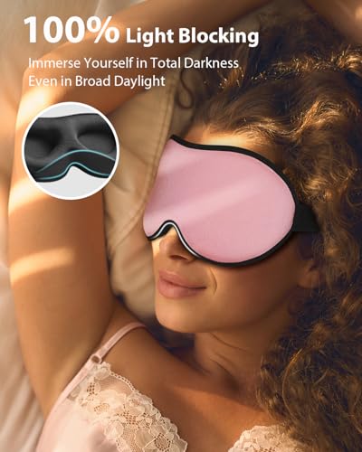 MABAO Weighted Sleep Mask, 100% Blackout Blindfold for Sleeping, Pink - color: Pink
