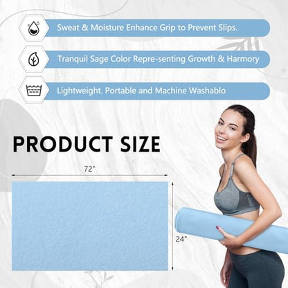 Breling 4 Pack 72" x 24" Hot Yoga Towel Non Slip Microfiber Mat Towel Sweat Absorbent Soft Pilates Mat Essentials for Hot Yoga Pilates Exercise(Blue) - color: Blue