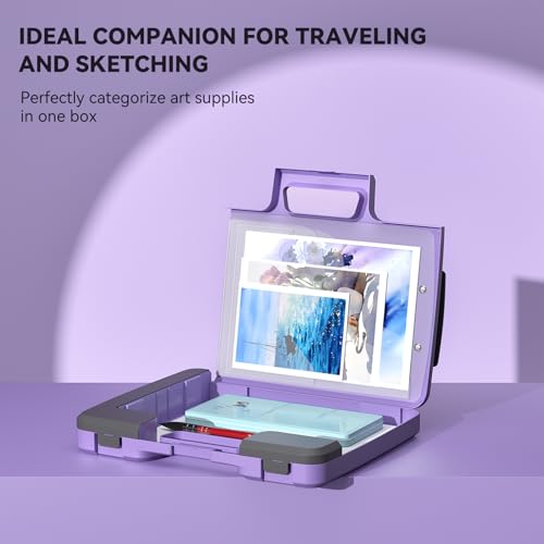 Travel Watercolor Paint Set, Watercolor Set Includes 36 Colors Solid Watercolors + 7.5x7.5 inch 50% Cotton Watercolor Paper(20 Sheets) + 1 Watercolor Brush + Purple Handheld Organizer - color: 36 Colors, style: Purple Handheld Organizer