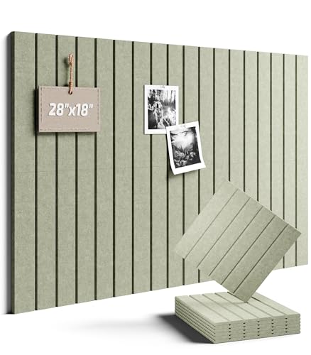 28" x 18" Felt Bulletin Board Tiles, Fine Stripe, Sage | 6-Pack Cork Board Alternative, 30 Adhesive Tabs, Push Pin Board, Wall Decor, Office, Home, Classroom, Dorm - color: Sage, size: Fine-Stripe