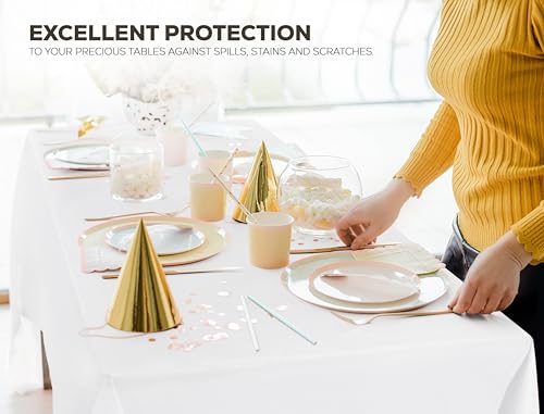 Utopia Kitchen Plastic Table Cloth Disposable [White, 12 Pack] | 54x108 Inch Rectangle Tablecloth Waterproof Stain Resistant Party Table Cover - color: White, size: 54X108 Inch - 12PC