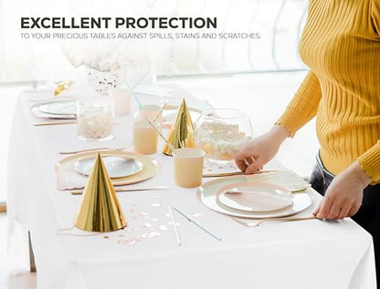 Utopia Kitchen Plastic Table Cloth Disposable [White, 6 Pack] | Rectangle Tablecloth Waterproof Stain Resistant Party Table Cover - color: White, size: 54X108 Inch - 6PC