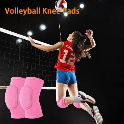 2 Pairs Volleyball Knee Pads Youth, Pink Knee Pads for Girls, Women - color: Pink, size: Large