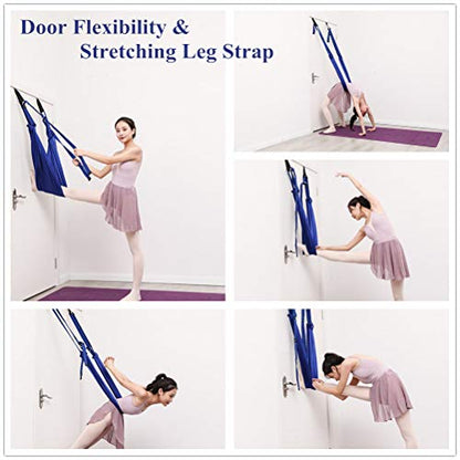 TOCO FREIDO Waist Back Leg Stretch Strap/Yoga Fitness Band, Leg Stretching Assist Trainer, Yoga Stretcher, Back Bend Split Inversion Strap for Fitness, Dance, Ballet, Gymnastics - color: Blue