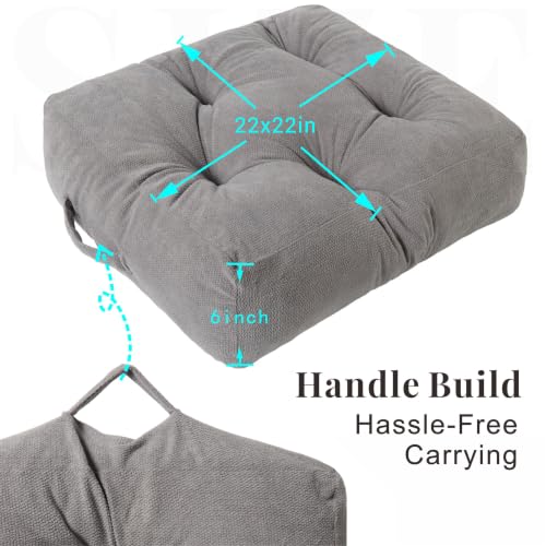 Floor Pillow for Adults, Large Sitting & Meditation Cushion - color: Dark Gray, Square