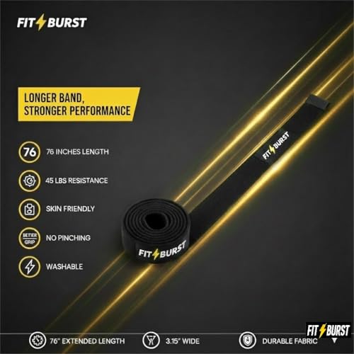 76-Inch Fabric Resistance Band for Full Body Workouts, Wide Non-Slip 120 LB - color: BLACK