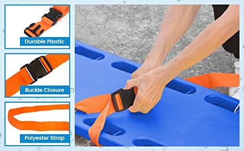 Primacare IR-5009-3 Pack of 3 Backboard Strap – Adjustable Patient Immobilization Straps with Quick Release Buckles for Spine Boards, Emergency Medical Use, 9 Feet, Orange - size: Basic Buckle 9 Ft