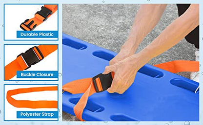 Primacare IR-5009-3 Pack of 3 Backboard Strap – Adjustable Patient Immobilization Straps with Quick Release Buckles for Spine Boards, Emergency Medical Use, 9 Feet, Orange - size: Basic Buckle 9 Ft