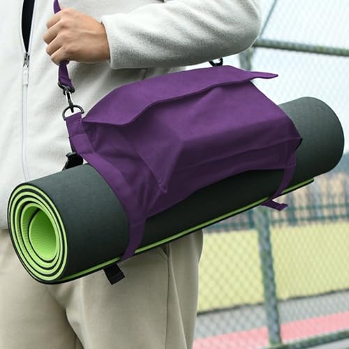 LUEXBOX Yoga Mat Bag with Liner Partition Storage Pockets, Oxford Cloth Yoga Pat Carrier with Large Zipper Pocket, Adjustable Shoulder Strap Yoga Rug Carrying Bag for Women - color: Purple
