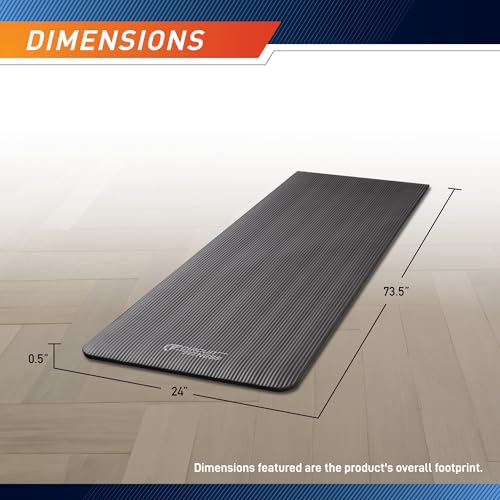 Circuit Fitness by Marcy Non-Slip Multi-Purpose Exercise Yoga Mats with Carrying Strap Multi-Thickness, Multi-Color Options - color: Sleek Black, size: 1/2-inch