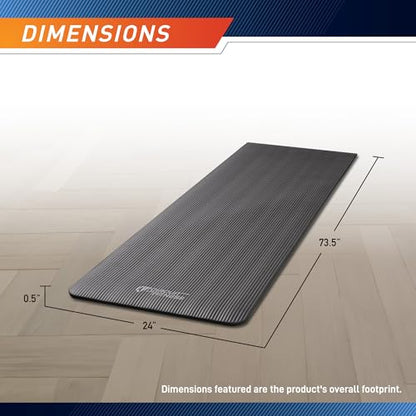 Circuit Fitness by Marcy Non-Slip Multi-Purpose Exercise Yoga Mats with Carrying Strap Multi-Thickness, Multi-Color Options - color: Sleek Black, size: 1/2-inch