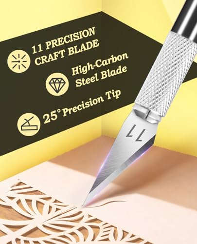 DIYSELF Precision Hobby Knife with 10 Extra #11 Blades, 6-Inch Metal Ruler | Exacto Knife Kit with Steel Ruler for Crafting, Polymer Clay, Paper, Vinyl & Model Projects, Crafters & Modelers, Black - color: Black