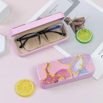 FlyingMage 5D Diamond Art Painting Kit, Hard Shell Eyeglasses Glasses Case | Mable DIY Diamond Dots, Small Gem Art Paint Mosaic Kits, Cute Rhinestone Sunglasses Case for Adults Beginner Women - color: Pink Marble