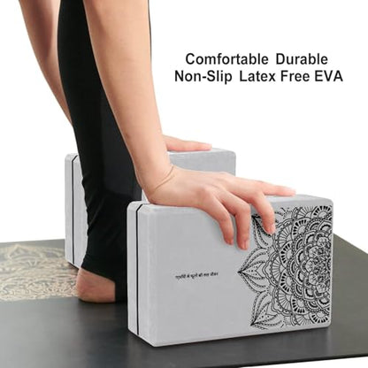 nuveti Yoga Blocks Set of 2, High Density Yoga Brick Foam Blocks to Improve Strength, Flexibility and Balance Brick Foam Blocks - color: Grey