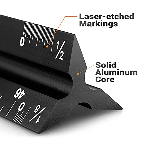12" Architectural Scale Ruler Aluminum Architect Scale Ruler, Black | Triangular Scale Ruler for Architects, Draftsman, Students and Engineers - color: Black