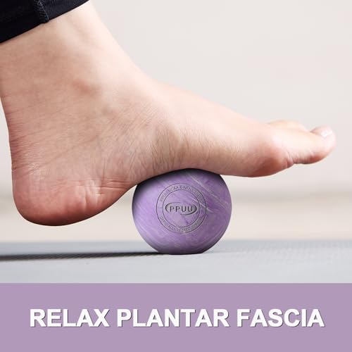 Massage Lacrosse Ball, 2.5 Inch Firm Solid Rubber Deep Tissue Ball for Myofascial Release, Plantar Fasciitis & Muscle Knot Relief, for Foot, Glutes, Shoulder Blades, Calves, 1 Count Purple-03 - color: Purple-03