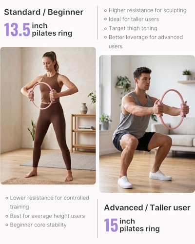 YOTTOY Pilates Ring and Ball Set, Figure 8 Resistance Bands, Stretch Bands&Guide,Pilates Equipment Set for Beginners for Home Workouts Core Strength, Yoga, Physical Therapy & Rehab - color: Pink, size: 15 Inch