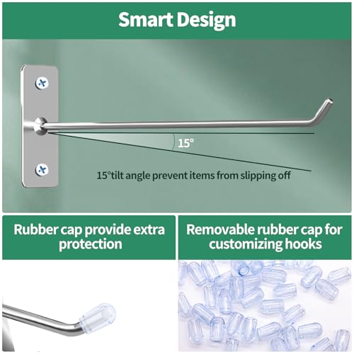 40 Pcs 8"/20CM Stainless Steel Wall Mounted Hooks with Protective Caps and Screws, Coat Bag Hat Utility Hook, Garage Tools Storage Organizer & Hanger for Office Kitchen Home Shop - size: 8" / 20cm