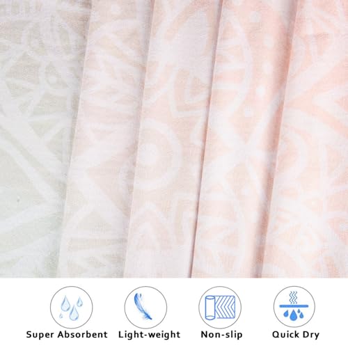 Hot Yoga Towel with Grip Dots, Non Slip, 74"x26", Pink Mandala - color: Pink Mandala, size: 74" x 26"
