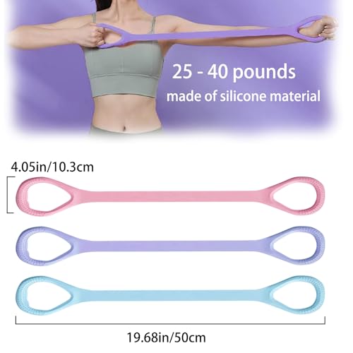 Figure 8 Resistance Bands for Yoga Pilates and Fitness Elastic Stretching Resistances Band for Arms, Back, Shoulders, and Chest Workouts, Versatile Pilates Equipment for Women and Men (3 Pack)