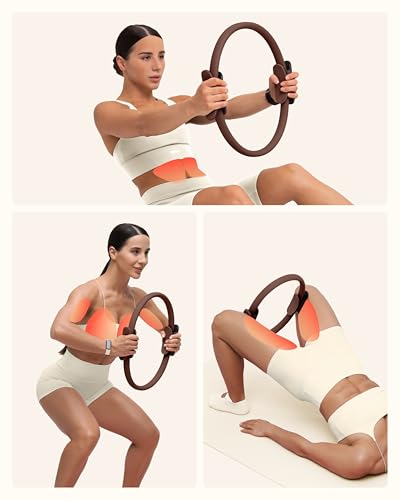 BetterMe Toning Pilates Ring – Magic Circle Pilates Ring for Strength & Flexibility – 15 Inch Fitness Ring for Home Pilates & Yoga Workouts - color: Chocolate Brown