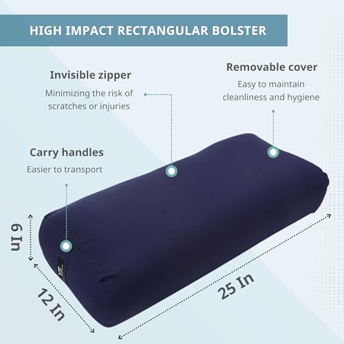 Everyday Yoga Premium Bolster, Soft Meditation Pillow, Multi-Colors | Carry Handle, Lightweight Cushion, Removable & Machine-Washable Cover, For Restorative Yoga & Relaxation - color: Plum, style: A. High Impact - Rectangular