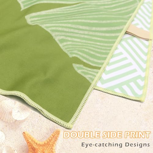 Eunzel 2 Pack Microfiber Beach Towel, Quick Dry Travel Towel Large Sand Free Towel for Beach, Camping, Swim Pool, Gym, Sports& Yoga 71"x32", Palm - color: Palm