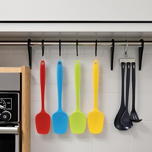 Silicone Spatula Set of 4, Large 10.5 inch Non-stick Rubber Spoon Spatulas, One Piece Design Flexible Silicone Spoon for Baking Cooking Mixing, Dishwasher Safe - color: Red,Blue,Green,Yellow (Large)